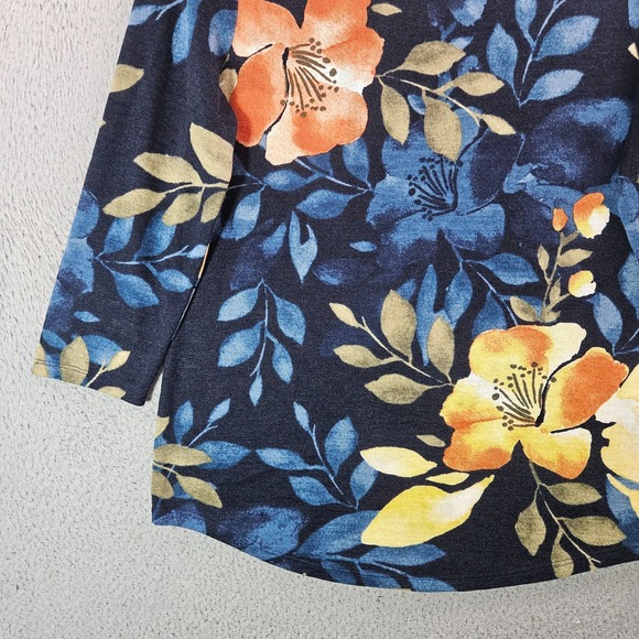 Chico's Knit Top Women Size 0 Floral Print Multicolor Preppy - Picture 2 of 10